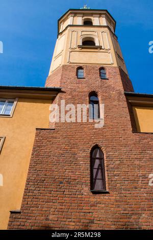 Facade of medieval church around Stary Rynek, Old Town Market Place located in Warsaw, an emblematic city and the capital of Poland. Stock Photo