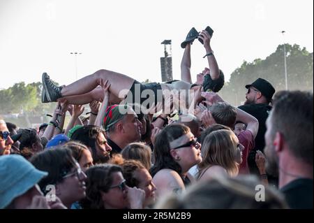 Nuremberg, Germany. 04th June, 2023. Bassist April Kae of