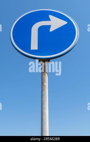 Dutch road sign: turn right ahead Stock Photo