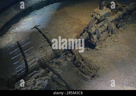 A look inside a copper mash tun, Fettercarin Distillery, Aberdeenshire , Scotland Stock Photo