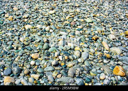 A pattern of multicolored stone in the river bed Stock Photo