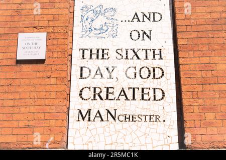 Located on Short Street in Manchester's Northern Quarter,-U.K. the mosaic on Affleck's wall was created by artist Mark Kennedy, also known as MK. Stock Photo