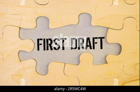 Alphabet letter with word draft in black line hand drawing as bubble speech on white board background Stock Photo