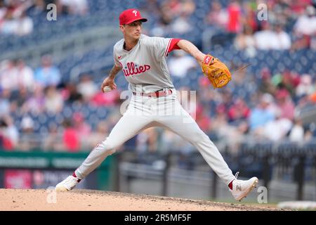 PHILADELPHIA, PA - JUNE 22: Philadelphia Phillies relief pitcher Connor  Brogdon (75) pitches during the Major League baseball game between the  Philadelphia Phillies and the Washington Nationals on June 22, 2021 at