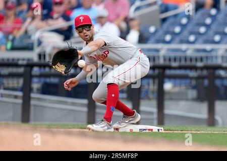 Philadelphia Phillies first baseman Kody Clemens (23) during a spring  training baseball game against the Philadelphia Phillies on March 26, 2023  at Ed Smith Stadium in Sarasota, Florida. (Mike Janes/Four Seam Images