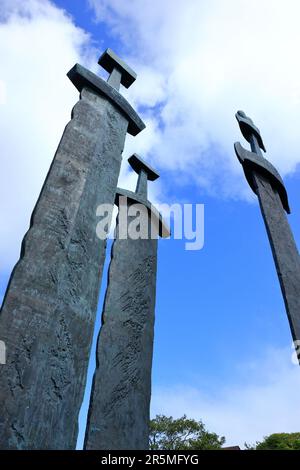 Three swords of peace in Norway Stock Photo