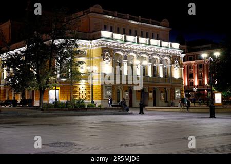 Nizhny Novgorod, Russia - June 18, 2022. Night city. Academic Theatre. M. Gorky. Opened in 1896. Architect V. A. Shreter Stock Photo