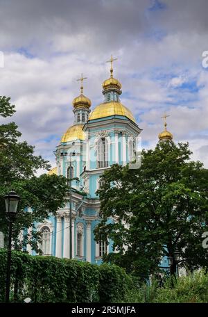 St. Petersburg, Russia - August 30, 2022. St. Nicholas Naval Cathedral. Orthodox church in the Admiralteisky district of St. Petersburg Stock Photo