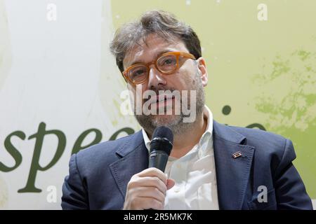 Italian art historian Tomaso Montanari speaks at the 2023 edition of the  Turin International Book Fair, Italy Stock Photo - Alamy