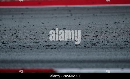 Barcelona, Spain. 04th June, 2023. Asphalt during race F1 Grand Prix of Spain at Circuit de Barcelona-Catalunya on June 4, 2023 in Barcelona, Spain. (Photo by Sergio Ruiz/PRESSIN) Credit: PRESSINPHOTO SPORTS AGENCY/Alamy Live News Stock Photo