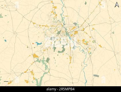 Detailed vector map of Delhi, India Stock Vector
