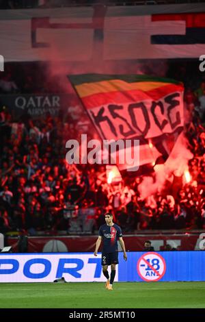 PARIS, FRANCE - JUNE 3: Achraf Hakimi of Paris Saint-Germain in new nike kit for season 2023/24 during the Ligue 1 match between Paris Saint-Germain a Stock Photo