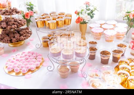 Food and decoration for 15th birthday, traditional Latin American and Spanish party Stock Photo