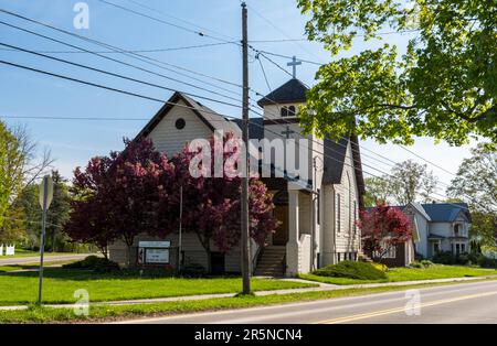 The United Methodist Church on Race Street in Sugar Grove, Pennsylvania, USA Stock Photo