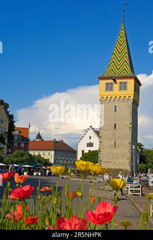 Lindau, Allgaeu, Lake constance, Lake Constance, Harbour, Mangturm tower, old lighthouse Stock Photo