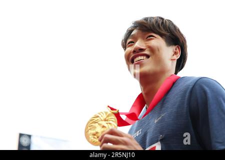 Osaka, Japan. 4th June, 2023. Syunsuke Izumiya Athletics : The 107th Japan Track & Field National Championships Men's 110mH Final at Yanmar Stadium Nagai in Osaka, Japan . Credit: Naoki Morita/AFLO SPORT/Alamy Live News Stock Photo