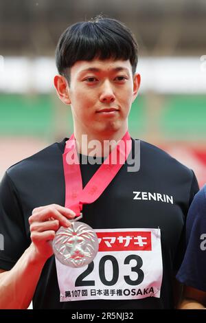 Osaka, Japan. 4th June, 2023. Shunya Takayama Athletics : The 107th Japan Track & Field National Championships Men's 110mH Final at Yanmar Stadium Nagai in Osaka, Japan . Credit: Naoki Morita/AFLO SPORT/Alamy Live News Stock Photo