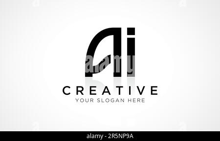 AI Letter Logo Design Vector Template. Alphabet Initial Letter AI Logo Design With Glossy Reflection Business Illustration. Stock Vector