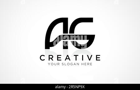 AG Letter Logo Design Vector Template. Alphabet Initial Letter AG Logo Design With Glossy Reflection Business Illustration. Stock Vector