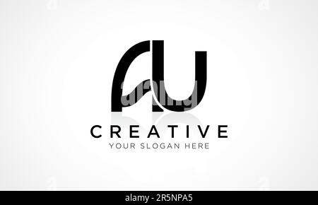 AU Letter Logo Design Vector Template. Alphabet Initial Letter AU Logo Design With Glossy Reflection Business Illustration. Stock Vector