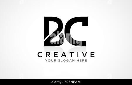 BC Letter Logo Design Vector Template. Alphabet Initial Letter BC Logo Design With Glossy Reflection Business Illustration. Stock Vector