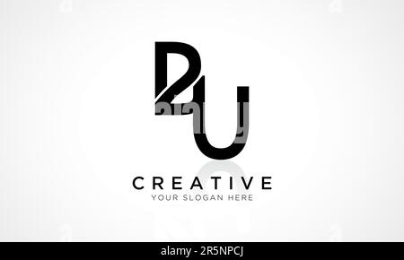 BU Letter Logo Design Vector Template. Alphabet Initial Letter BU Logo Design With Glossy Reflection Business Illustration. Stock Vector