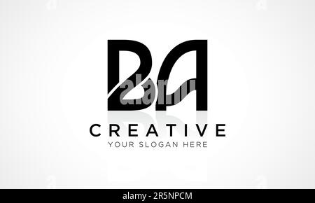 BA Letter Logo Design Vector Template. Alphabet Initial Letter BA Logo Design With Glossy Reflection Business Illustration. Stock Vector