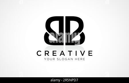 BB Letter Logo Design Vector Template. Alphabet Initial Letter BB Logo Design With Glossy Reflection Business Illustration. Stock Vector