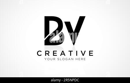 BV Letter Logo Design Vector Template. Alphabet Initial Letter BV Logo Design With Glossy Reflection Business Illustration. Stock Vector