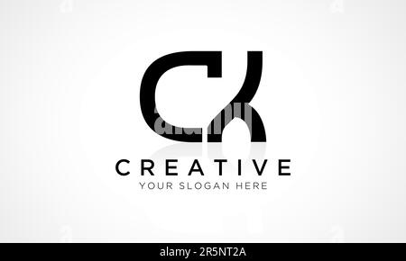 CK Letter Logo Design Vector Template. Alphabet Initial Letter CK Logo Design With Glossy Reflection Business Illustration. Stock Vector