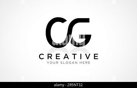 CG Letter Logo Design Vector Template. Alphabet Initial Letter CG Logo Design With Glossy Reflection Business Illustration. Stock Vector