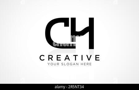 CH Letter Logo Design Vector Template. Alphabet Initial Letter CH Logo Design With Glossy Reflection Business Illustration. Stock Vector