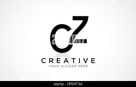 CZ Letter Logo Design Vector Template. Alphabet Initial Letter CZ Logo Design With Glossy Reflection Business Illustration. Stock Vector