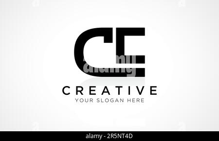 CE Letter Logo Design Vector Template. Alphabet Initial Letter CE Logo Design With Glossy Reflection Business Illustration. Stock Vector