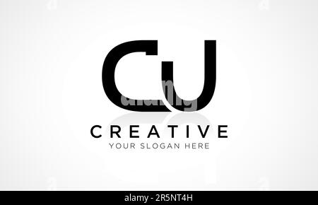 CU Letter Logo Design Vector Template. Alphabet Initial Letter CU Logo Design With Glossy Reflection Business Illustration. Stock Vector