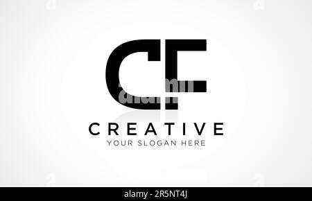 CF Letter Logo Design Vector Template. Alphabet Initial Letter CF Logo Design With Glossy Reflection Business Illustration. Stock Vector
