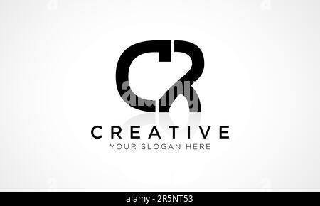 CR Letter Logo Design Vector Template. Alphabet Initial Letter CR Logo Design With Glossy Reflection Business Illustration. Stock Vector