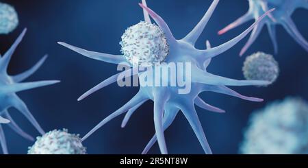 Dendritic cell activating a t-cell, illustration Stock Photo