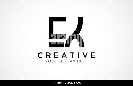 EK Letter Logo Design Vector Template. Alphabet Initial Letter EK Logo Design With Glossy Reflection Business Illustration. Stock Vector