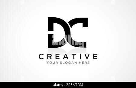 Letters DC Logo with black and white negative space design. Letters D and C  with geometric typography… | Negative space design, Letter logo design,  Lettering design