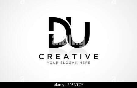 DU Letter Logo Design Vector Template. Alphabet Initial Letter DU Logo Design With Glossy Reflection Business Illustration. Stock Vector
