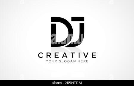DJ Letter Logo Design Vector Template. Alphabet Initial Letter DJ Logo Design With Glossy Reflection Business Illustration. Stock Vector