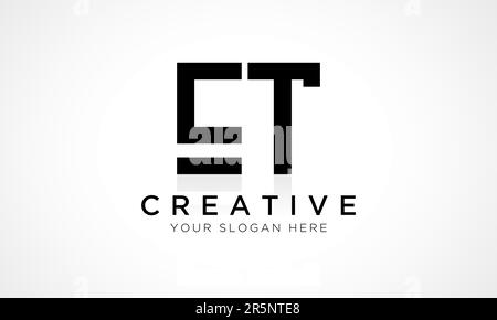 ET Letter Logo Design Vector Template. Alphabet Initial Letter ET Logo Design With Glossy Reflection Business Illustration. Stock Vector