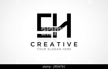 EH Letter Logo Design Vector Template. Alphabet Initial Letter EH Logo Design With Glossy Reflection Business Illustration. Stock Vector