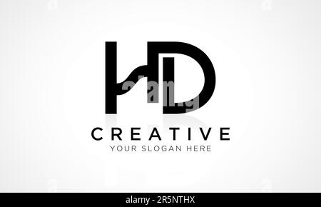 HD Letter Logo Design Vector Template. Alphabet Initial Letter HD Logo Design With Glossy Reflection Business Illustration. Stock Vector