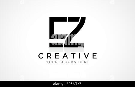 EZ Letter Logo Design Vector Template. Alphabet Initial Letter EZ Logo Design With Glossy Reflection Business Illustration. Stock Vector