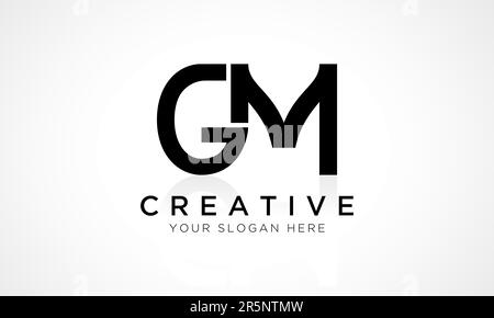 GM G M letter logo design. Initial letter GM uppercase monogram logo white  color. GM logo, G M design. GM, G M Stock Vector