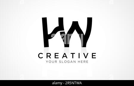 HW Letter Logo Design Vector Template. Alphabet Initial Letter HW Logo Design With Glossy Reflection Business Illustration. Stock Vector