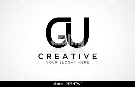 GU Letter Logo Design Vector Template. Alphabet Initial Letter GU Logo Design With Glossy Reflection Business Illustration. Stock Vector