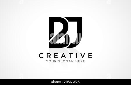 Alphabet Letter Bj Logo Design With Glossy Reflection Vector Icon Illustration. Initial Letter Bj Logo Design Vector For Business Company. Elegant Min Stock Vector